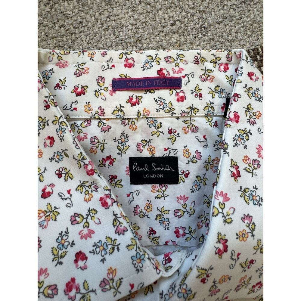 Paul Smith Ditsy Floral Long Sleeve Button Up Shirt Men’s 16 41 Italy Large Pink - Picture 3 of 9